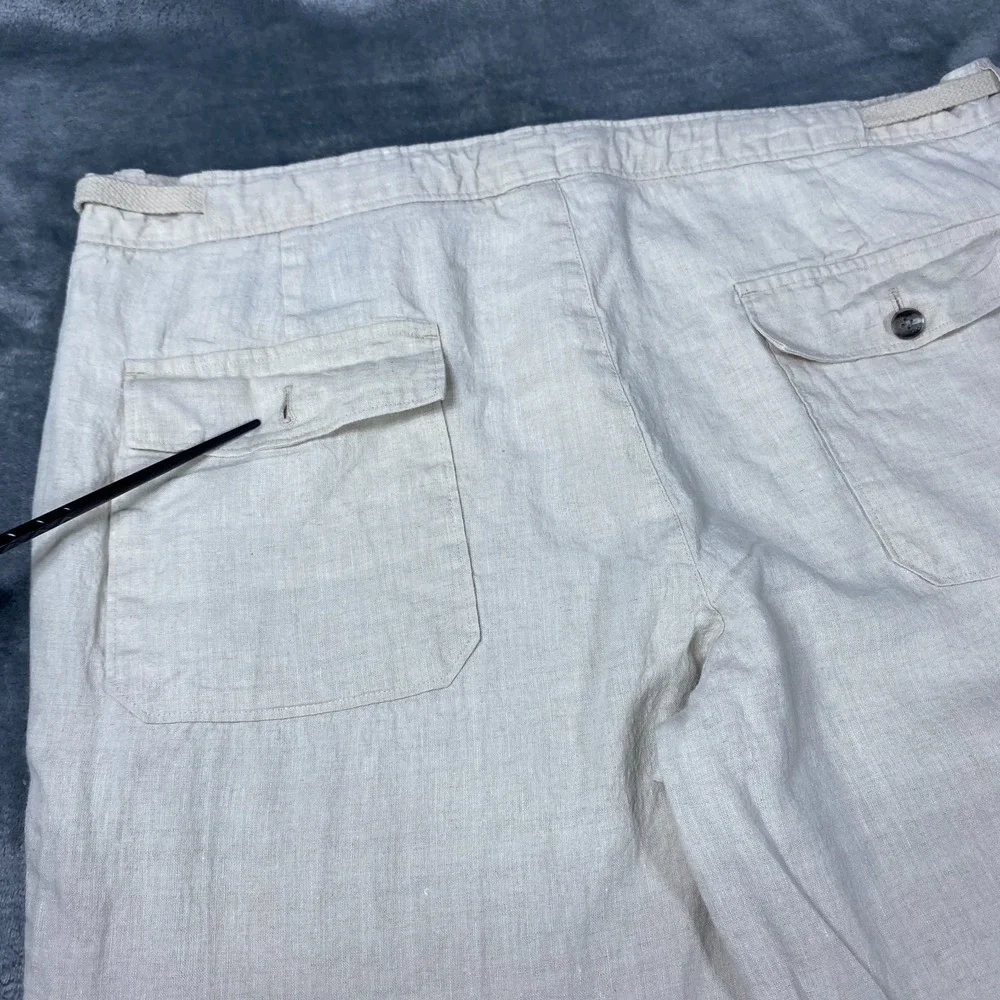 Tasso Elba 100% Linen Pants Lightweight 36x27 Mens Beige Beach Vacation Chino